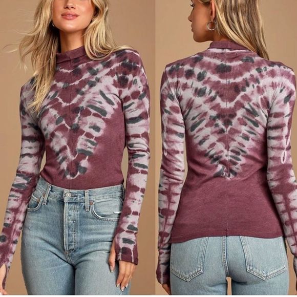 Free People Tops - Free People Psychedelic Tie Dye Turtleneck Top XS